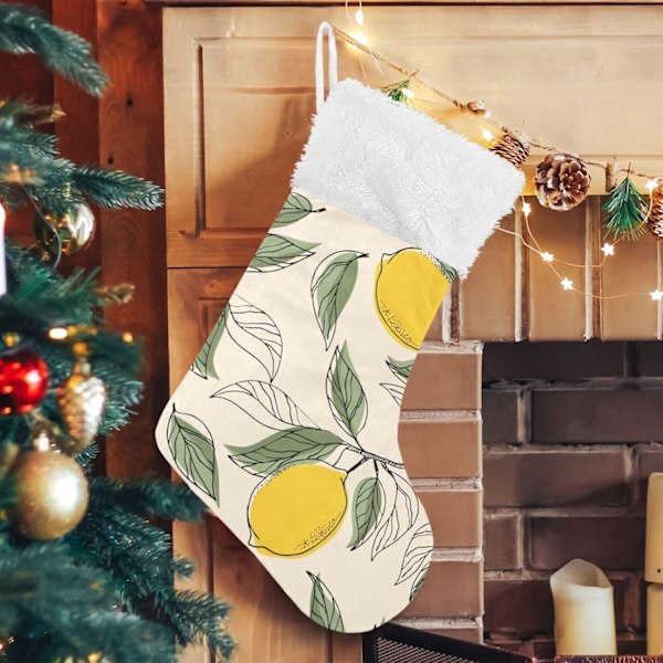 Julklapp, personliga julklappsstrumpor 2-pack Citron Tropisk Blad Limin Tree 45,7 cm Julstrumpor Hängande Ornament Eldstad för B