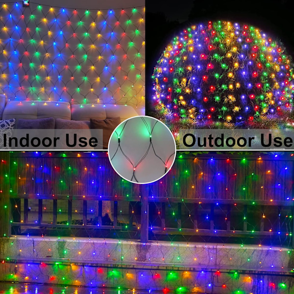 Färgglada julnätljus utomhus 8 lägen, 21ft x 5ft vattentäta nätljus Giant 360 LED nätljus flerfärgade ljusslinga jul