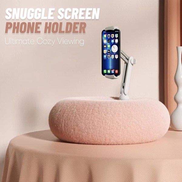 Snuggle Screen Pillow, 360° Justerbart Nettbrettstativ & Telefonpute, Fuzzy Skål med Telefonholder - Komfortabel Bruk for Seng, Sofa (Grå, 1 STK) Grå