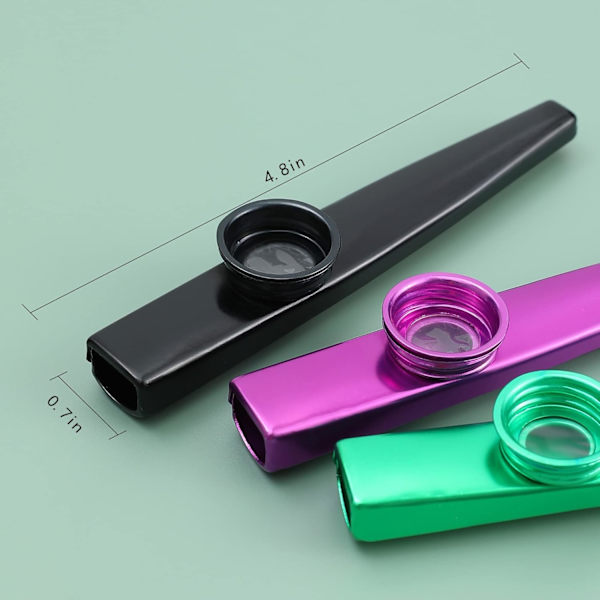 6 stk. - Metal Kazoos med fløjtemembraner og snore