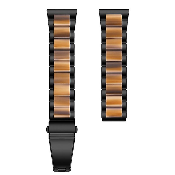 Til Garmin Venu/vivoactive 3 Music 20mm Universal Tre-perler rustfrit stål + Resin Watch Band DOV Black-Honey