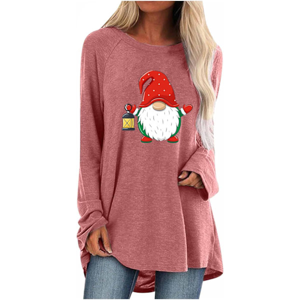 Juletrøjer til kvinder. Dame Elk Graphic Print Langærmede T-shirts
