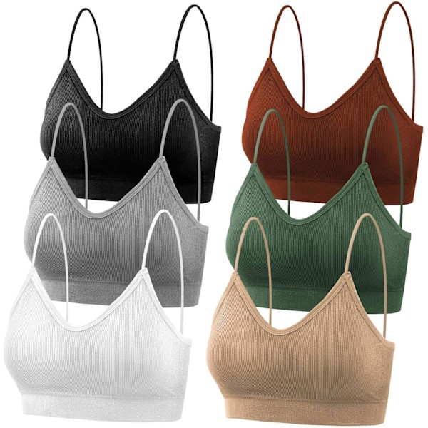 Polstrede braletter for kvinner, 6 stk sports-bh for kvinner, V-hals camisole bando