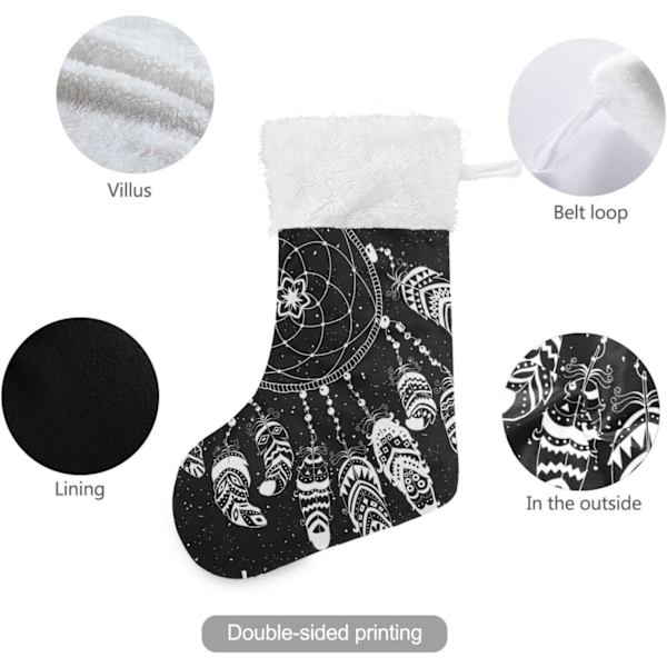 Julklapp, Personliga Julklappsstrumpor 2-pack Indiska Drömfångare Fjädrar Boho 18 tum Julstrumpor Hängande Ornament Kamin för