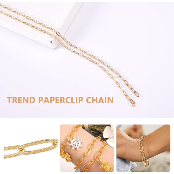 32 fot guld gem Kedjor Link Spool Bulk Halsband Bredd 2,6 mm