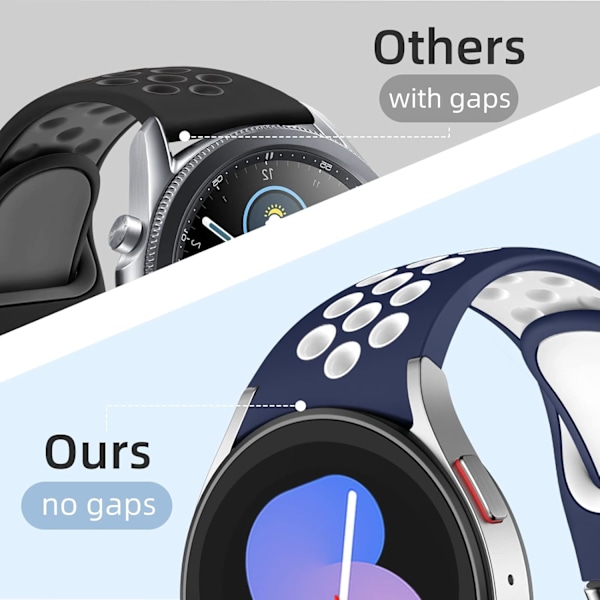 6 PAKNINGER Gap-frie bånd kun kompatible med Galaxy Watch 7/6/5/4 Band 40mm 44m/Watch 6 Classic 43mm 47mm/Galaxy Watch 5 Pro 45mm/4 Classic 42mm