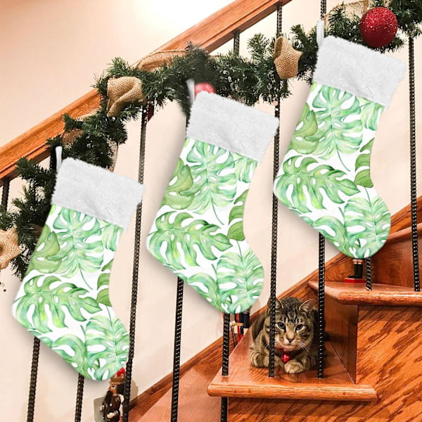 Julklapp, Personliga Julklappsstrumpor 2-pack Eukalyptusblad Tropiska Växter 8 18 tum Julstrumpor Hängande Ornament Kami