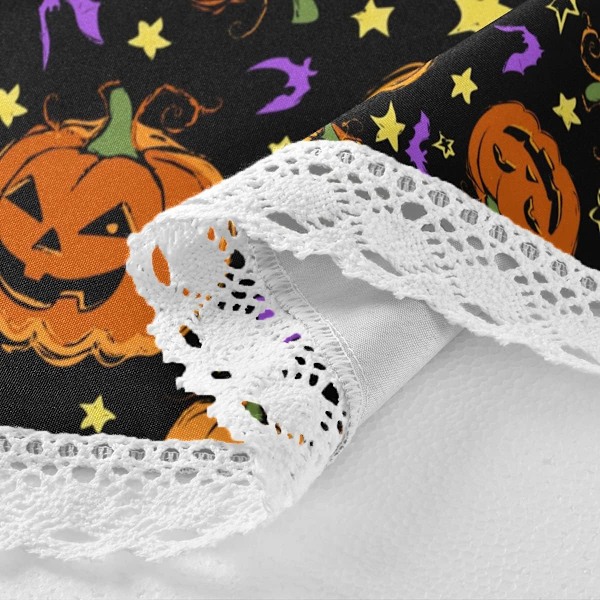 Halloween Gresskar Lilla Flaggermus Duk Halloween Oransje Stjerner Rund Duker Sirkar Duk Deksel Kluter Vaskbar Polyester Bordløper for Pu