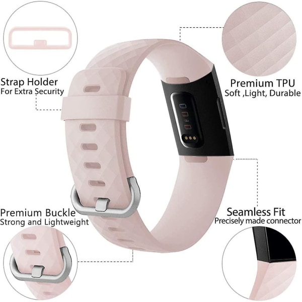 Vattentät ersättningsklockarmband Fitness Sport Band Armband Kompatibel med Fitbit Charge 4 / Fitbit Charge 3 Se- Flerfärgad PinkSand Small