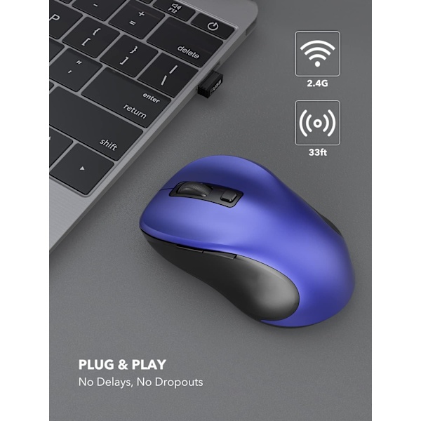 Trådlös mus. 2,4 GHz ergonomisk datormus med USB