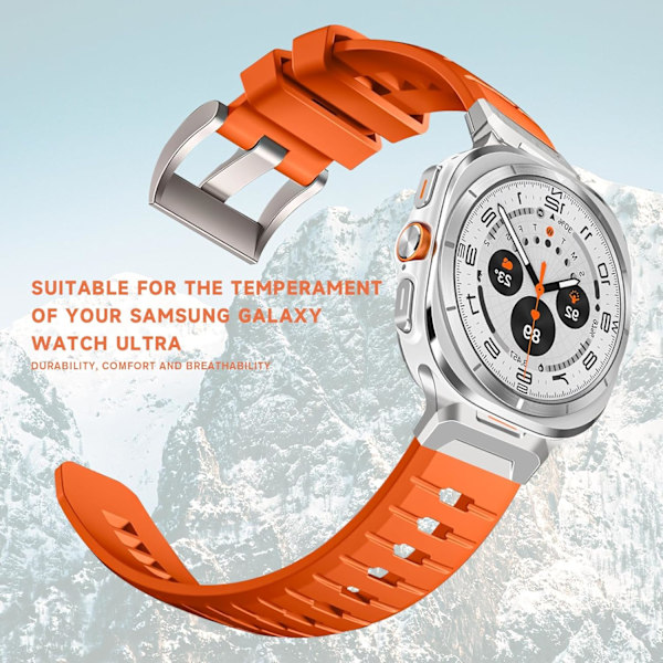 FKM Robust Sportsrem til Galaxy Watch Ultra 47mm (2024), Holdbar Åndbar Rem med Titanium Metal Connector til Galaxy Watch