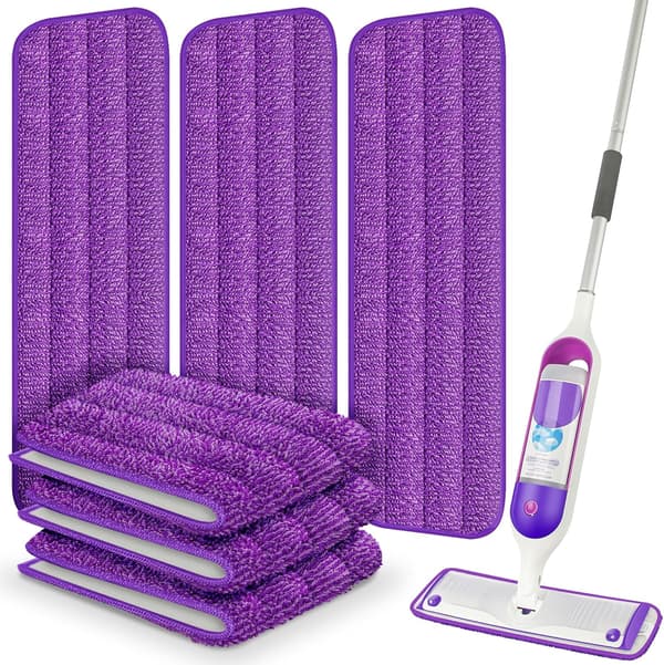6-pakning gjenbrukbare moppputer kompatible med Swiffer PowerMop, tregulvputer mikrofibermopp erstatningsrefiller maskinvaskbare for alle gulv
