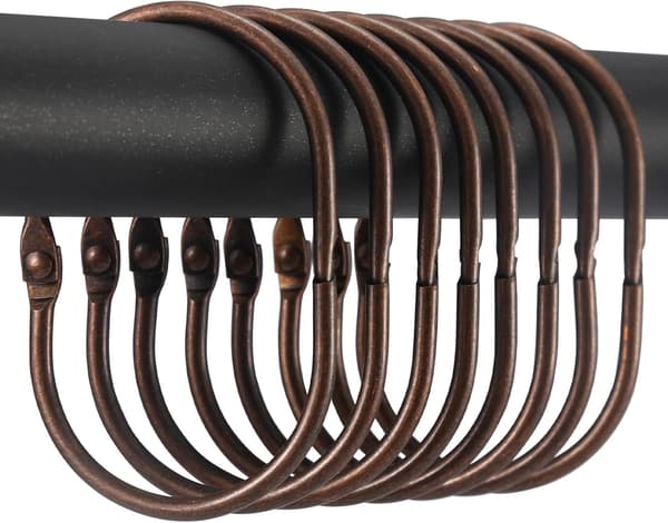 24 st duschdraperiringar, duschdraperikrokar, ovala snäppduschringar för gardin, duschdraperiringar i metall rostfria, glider smidigt dusch
