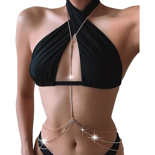 Rhinestone Body Chains Smycken for kvinner og jenter Sexy