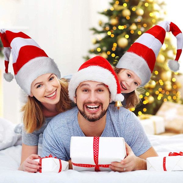 2 st långrandiga julhattar i konstgjord päls, tomteluva, godishatt för jul