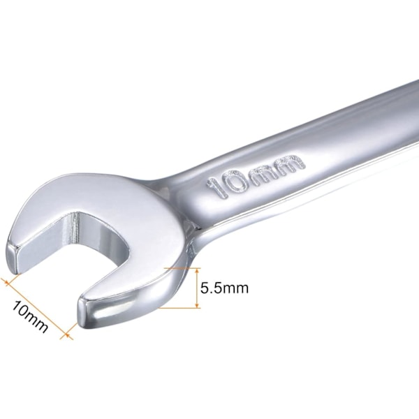 10mm Stubby Ratcheting Kombinationsskrænkenøgle Metrisk 72 Tænder 12 Punkter