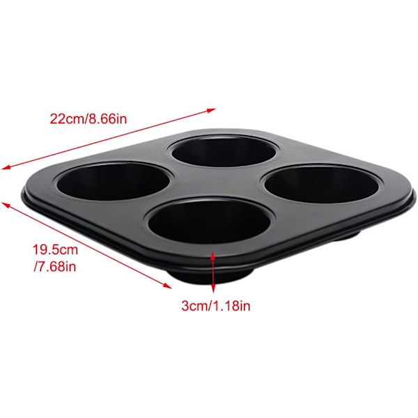 4 koppar stora muffinsformar/brickor, non-stick muffinsformar