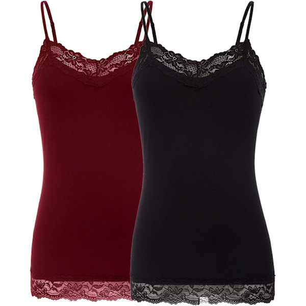 Kvinners justerbare spaghettistropp blonder trimmet camisole tunika tank top
