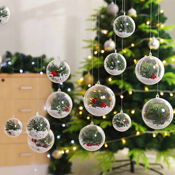 Gjennomsiktige plastpynt 10-pakning julepynt fyllbare kuler for DIY