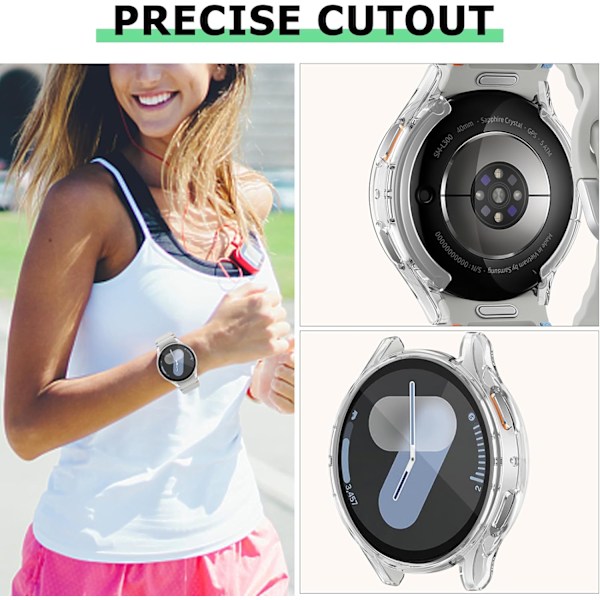 [2-pack] Klart skärmskydd för Galaxy Watch 7 40mm, mjukt TPU-skal, halkfritt, ultratunt, reptåligt skydd, fullständigt skydd, tillbehör (Galax