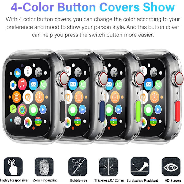 Kompatibel Apple Watch 44mm Series 6/SE/5/4 etui med hærdet glas