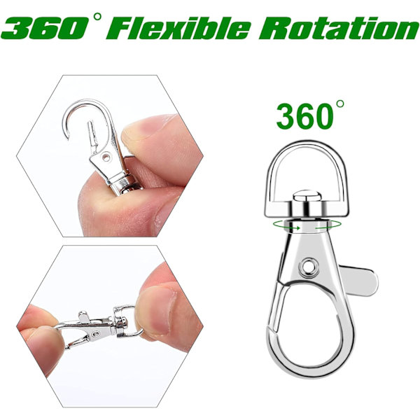 60 stk. Swivel nøkkelringklips - med splittringer