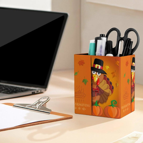 Blyantholder til skrivebord, nksgiving Crtoon Tyrkiet n Holder Storge Desktop n Orgnizer Desk ncil Orgnizer Mkeup Brush Holder til kontor Thanksgiving