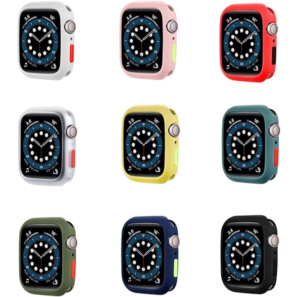 Matt TPU-skal med sidoknapp, flexibelt stötsäkert skyddande bumperskal, anti-repa silikonskydd kompatibelt med 44mm Apple Watch SE & Seri