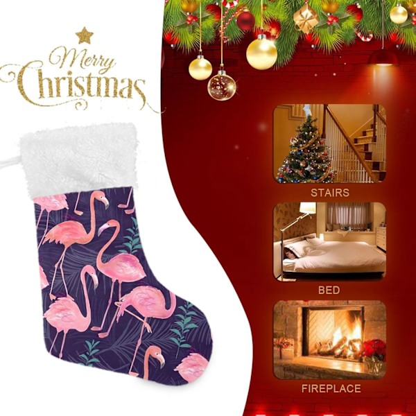 Julklapp, personliga julklappsstrumpor 2-pack Flamingo 1 18 tum Julstrumpor Hängande Ornament Kamin för träddekoration  17.71x