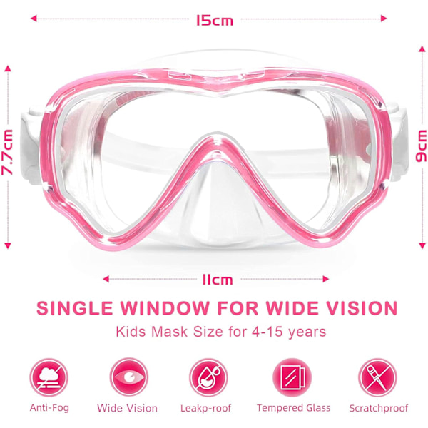 Barn Snorkel Mask Simning Dykmask Glasögon med Näsa