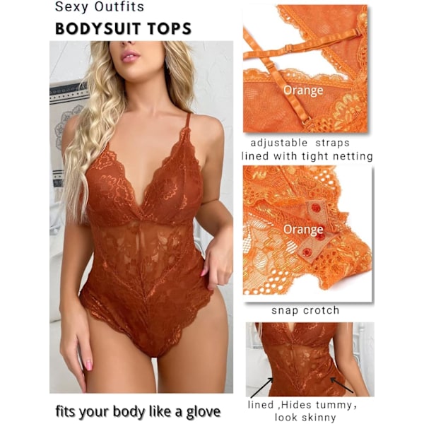 V-halsad genomskinlig underkläder blommig spets babydoll sexig underkläder för kvinnor en