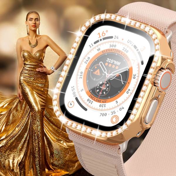 2+2-pack Bling-fodral för Apple Watch Ultra 49 mm skärmskydd,2