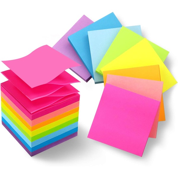 8 Block Pop Up Sticky Notes 3x3 Refills, Ljusa Färger