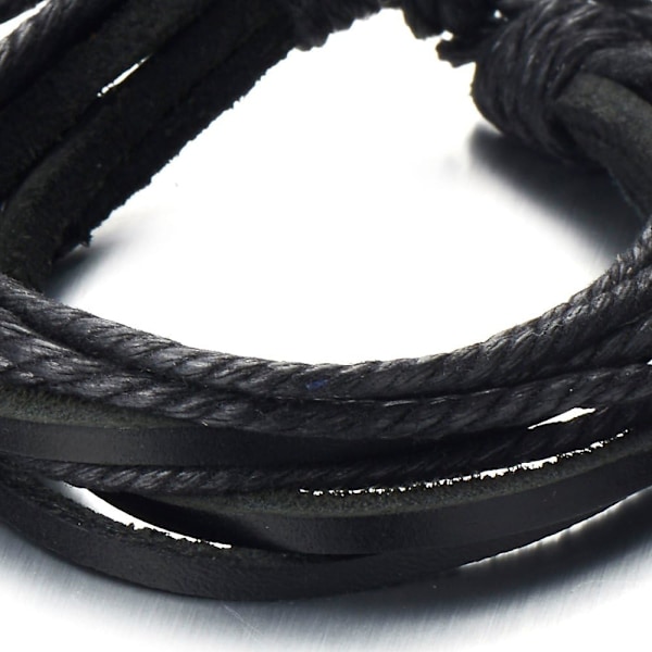 Handgjord flätad läderarmband för män, äkta läderarmband