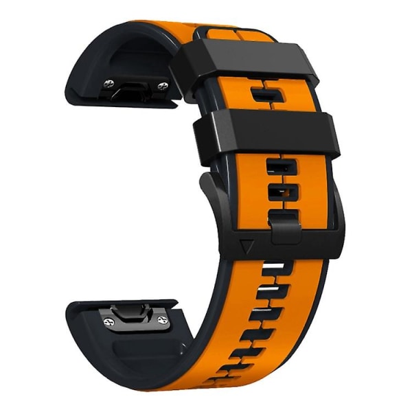 For Garmin Fenix 7x lodrette striber to-farvet silikone urrem LUL Orange Black