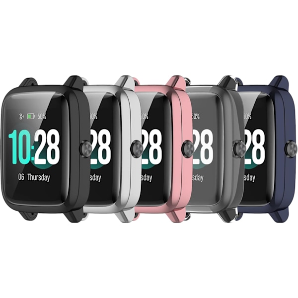 5-pak Beskyttelsesetui Kompatibelt med Fitpolo/Yamay/Lintelek/Willful/Letscom/Veryfitpro/Lifebee/HAFURY ID205L IP68 1.3\" Touch Screen Smartwatch TPU C