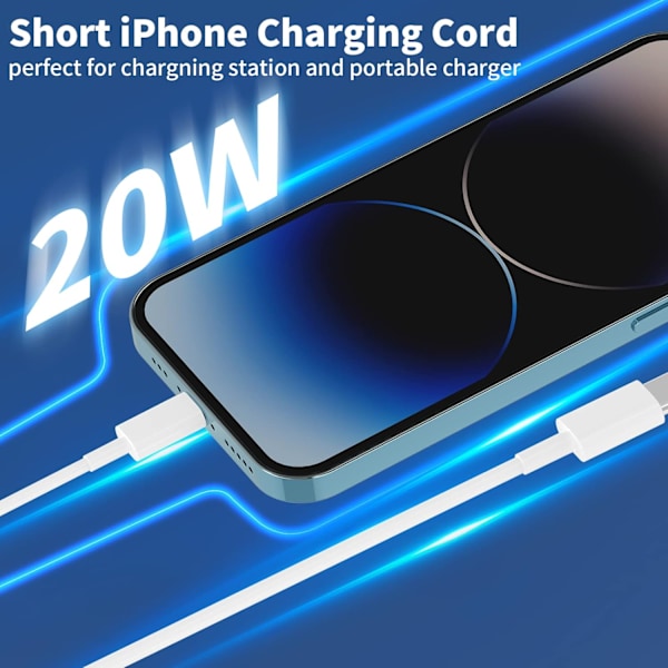 [Apple Mfi-certifierad] Kort USB-C till Lightning-kabel 3-pack