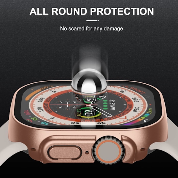 2-pak etui kompatibel med Apple Watch Ultra 49 mm med hærdet glas