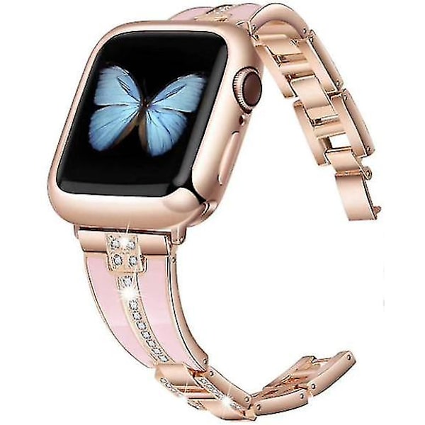 Harpiks med metalrem til Apple Watch Dame Udskiftningsarmbånd til Iwatch Luksus Metalrem (kun