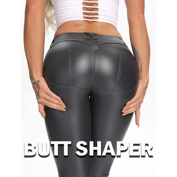 Kvinde Kunstlæder Leggings Bukser PU Elastisk Formgiven Hofte