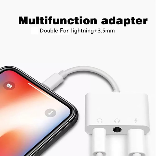 3 i 1 hörlursadapter för iPhone - Lightning till 3,5 mm adapter