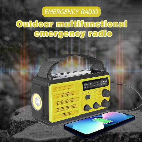 Am/ Väder Radio Solar Radio Dynamo Radio Sos Alarm Nödväder Radio Handvev Radio För Backpacking Resor Gul