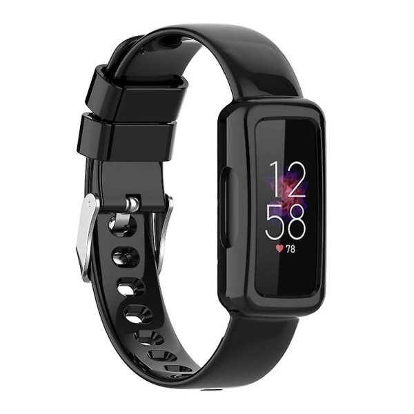 Genomskinlig integrerad klockarmband i silikon för Fitbit Luxe KRL Black