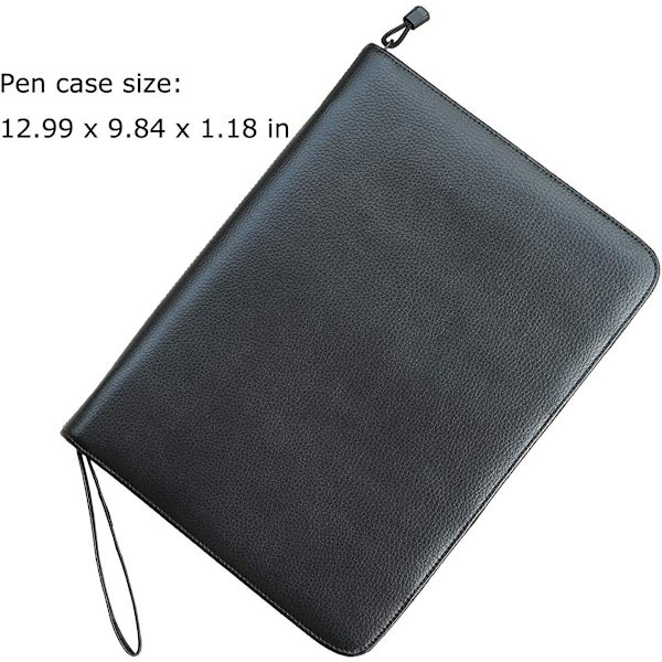 Rel Leer n Cse for Fountin n/Rollerbll n, Genuine Cowhide Holder Pouch Bg for 4 ns, Fit in Vrious Size Lrge Cpcity Office Black-46 Slots