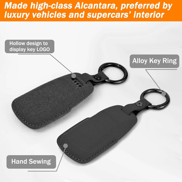 Auto-nøglecover, kompatibel med Audi A4, A5, A6, A7, A8, Q3, Q5, Q7, R8, RS, S4, S5, S6, S7, S8, TT, TT, Smart nøglecover, beskyttelse, sort