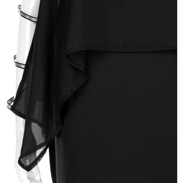 Plus Size Chiffon Knälång Klänning för Kvinnor Casual Fladdermusärm Mode