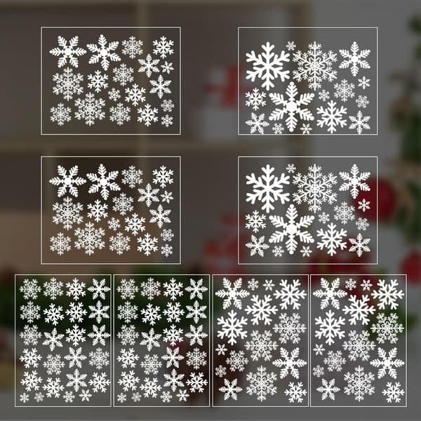 Julevindusdekorasjon selvklebende, 144 stk. vintervindusklistremerker julevindusdekorasjon snøfnugg vindusdekorasjon, jul