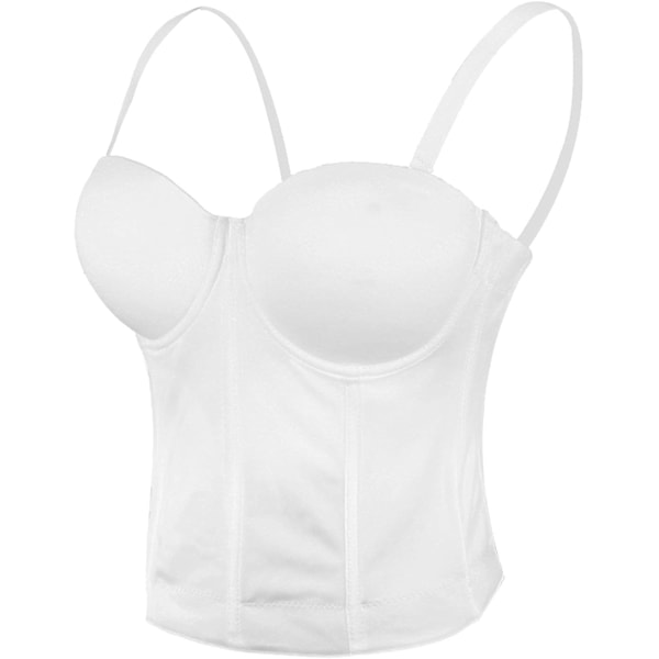 Kvinder Glat Lang Bustier Crop Top Basic Korset Top Hvid