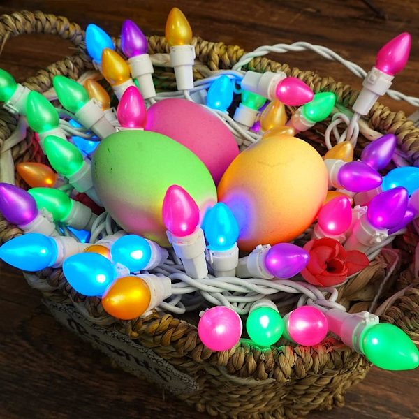 Påskljussträng 50 LED Flerfärgade Julgransljus Vit Tråd Pastell Strängljus Anslut för Sovrum Inomhus Uteplats Krans Karneval Påsk