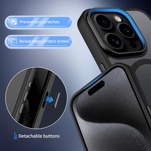 Magnetisk etui til iPhone 15 Pro Max 2023 (6,7 tommer) - MagSafe-kompatibel, stødsikker, sort